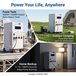 Estación de Energía Portátil de Emergencia de 3000W 5000W 10000W, Batería LiFePO4 de 5120Wh 10240Wh 14336Wh, Sistemas de Generador Solar Móvil - Product Image 4