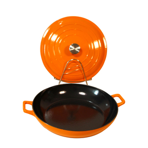Four hollandais <span class=keywords><strong>en</strong></span> <span class=keywords><strong>fonte</strong></span> émaillée <span class=keywords><strong>jaune</strong></span> de 12.5 ''avec couvercle-Casserole de cuisine polyvalente - Product Image 3