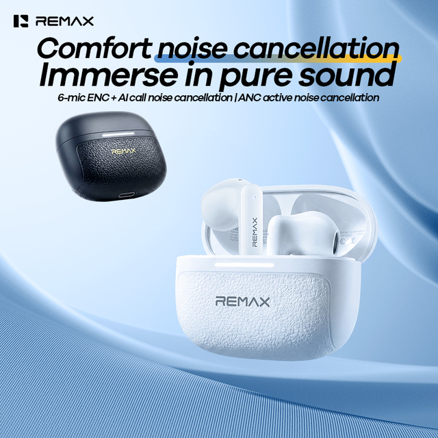 REMAX True Wireless Earbuds Adaptive ANC 40dB 6-Mic AI ENC Call Noise Cancelling BT 6.0 6H Play 60H Standby Earphones