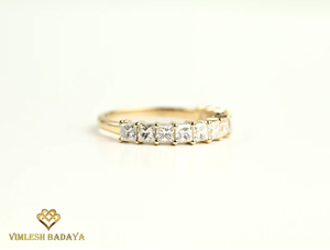 Anillo de Boda con Diamante de Laboratorio Certificado por IGI, Corte Princesa, Media Eternidad, Anillo de Aniversario con Diamante Cultivado en Laboratorio, Joyería de Oro Sólido de 14K - Product Image 2