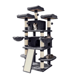 Nouvel arbre à <span class=keywords><strong>chat</strong></span> de luxe moderne multi-niveaux en peluche avec emballage en carton et griffoirs - Product Image 1