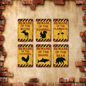 Letrero Metálico Divertido con la Frase 'Cuidado con los Animales', Alce, Ardilla, Flamenco, Arte de Pared Humorístico para Jardín, Patio, Sala de Juegos, Bar, Decoración, Regalo - Product Image 2