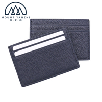 Dompet Tipis Minimalis Modern Mount Yanzhi Siap Kirim, Kulit Asli Mewah, Anti RFID, Tempat Kartu Kredit, Slot Kartu 30MM