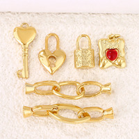 Pendentif 2025 DIY Breloques en cuivre Perle d'amour et Breloques en or motif cadenas tendance pour la création de bijoux, colliers et accessoires de bracelet, collection Amour d'été