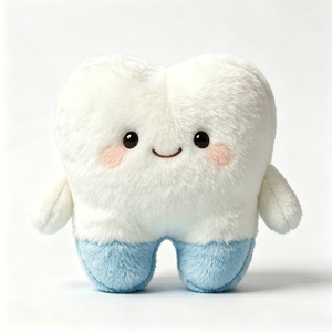 Lindo peluche de diente blanco y azul con brazos, peluche de diente para niños - Product Image 3
