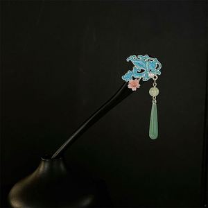 Horquilla de pelo vintage china con diseño de espada floral, elegante para mujer, con borla de perlas, imitación de madera de ébano - Product Image 5