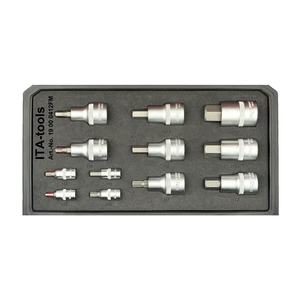 ชุดซ็อกเก็ตบิชหกเหลี่ยมมืออาชีพ12ชิ้น1/2 "Dr. & 1/4 "ดร. เครื่องครัวเครื่องมือแบบใช้มืออุปกรณ์งาน OEM จากไต้หวัน - Product Image 3