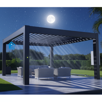 Sweet Home Freistehende Aluminium-Gartenpergola mit Motorisiertem Verstellbarem Dach, Wasserdichtes Bioklimatisches Vordach im Antik-Stil
