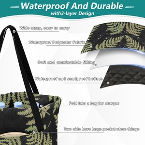 Manta de Picnic Extra Grande de Poliéster Acolchado de 60x80 Pulgadas, Personalizada con Diseño de Helecho Hawaiano, de 3 Capas, Impermeable, Portátil, para Acampar, con Bolso de Transporte - Product Image 4