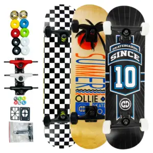 31-Inch Northeast Maple Professional Tool Double Rocker Skateboard with ABEC-7 Deep Ball Bearing Wood Complete Board for Adults