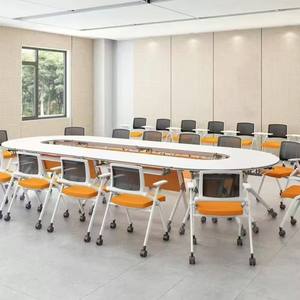 Foldable Portable Multi-functional Mobile <strong>Desk</strong> with Wheels - Office <strong>Desk</strong> or Meeting Table That Can Be Freely Assembled - Product Image 4