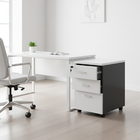 Meuble de rangement mobile en bois à 3 tiroirs, verrouillable, avec roulettes lisses, pour bureau à domicile, fabrication OEM/ODM