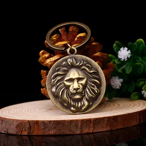 Chaveiro de bronze antigo 3d leão artesanal
