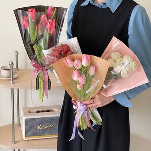 ถุงบรรจุภัณฑ์ดอกไม้ OPP สีพื้นแบบขายส่ง สำหรับบรรจุช่อดอกไม้สดจำนวนมาก - Product Image 2