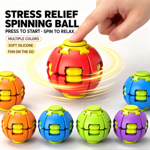 Balle de décompression à presser et à tourner, imprimée en 3D, fidget spinner, gyro à doigts, jouet amusant anti-stress, spinner de doigt rotatif, jouet puzzle - Product Image 3