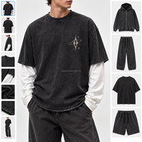 T-shirt vintage délavé pour homme, coupe oversize décontractée, style streetwear, manches courtes, t-shirt en coton coupe ample, vêtements personnalisables avec logo