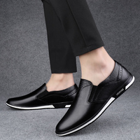 Zapatos deportivos de cuero informales de negocios sin cordones para hombre de otoño/primavera/invierno transpirables ligeros antideslizantes
