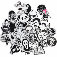Personalizado divertido blanco y negro coche pegatina Cool motocicleta Skateboard portátil parachoques pegatina bomba estilo vinilo calcomanías