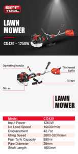 EFFTOOL outil de jardin désherbage machine coupe-herbe tondeuse de terrain <span class=keywords><strong>spader</strong></span> tondeuse à gazon essence mélange d'huile à deux temps CG430 - Product Image 5