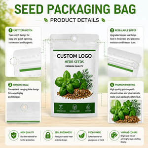Sacs personnalisés imprimés à trois soudures latérales avec logo – Sacs de protection précise pour l'emballage des graines de concombre et de tomate - Product Image 2