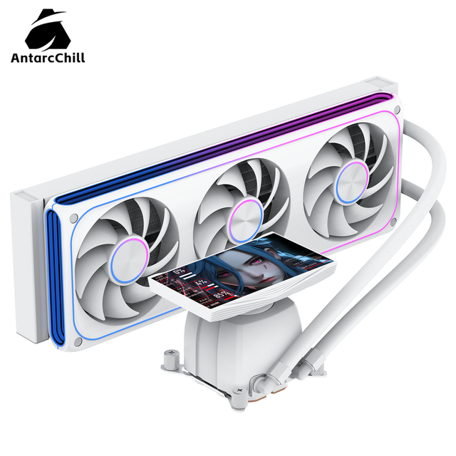 AntarcChill 360mm Water Cooler with Detachable 5 Inch HD Display Magnetic Pump Head Gaming PC Desktop CPU Liquid Cooling Kit