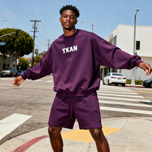 TKAN292 Design Brand Logo Print Embroidery 2 Piece Shorts Set Sweatsuit Tracksuit Men Mockneck Streetwear Oversized Hoodie - Product Image 2