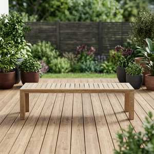 Table à manger rectangulaire en teck massif durable pour l'extérieur, imperméable, écologique, design moderne, 6 places, jardin, patio, salle à manger - Product Image 2