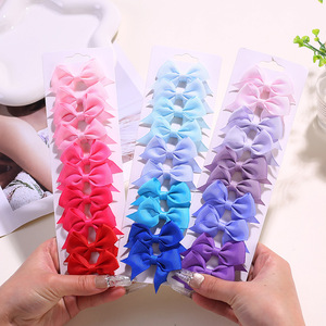 10pcs/set Jepit Rambut Pita Warna Gradasi untuk Anak Perempuan, Jepit Rambut Pita Warna Permen Dekoratif - Product Image 3