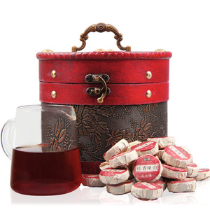 Thé Pu'er mûr du Yunnan, glutineux et moelleux, mini <span class=keywords><strong>Tuocha</strong></span> 680g, emballage en seau en cuir - Product Image 1