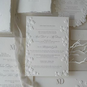 Cartes d'invitation personnalisées Papier d'art de haute qualité Embossage en relief 3D pour mariages de luxe Galas et événements haut de gamme - Product Image 5