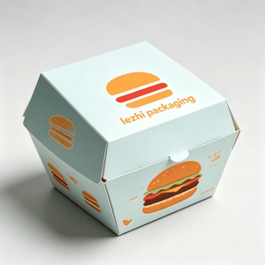 Boîtes à frites en papier recyclé imprimées sur mesure, emballages pour hamburgers de restauration <span class=keywords><strong>rapide</strong></span>, boîtes à hamburgers jetables pliables - Product Image 4