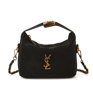 <span class=keywords><strong>Sac</strong></span> seau bandoulière pour <span class=keywords><strong>femme</strong></span> en nylon mat avec fermeture éclair en PU à motif diamant, design élégant et polyvalent - Product Image 5