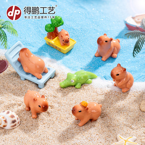 Dp Capybara Figurines Resin Miniature Decor For Desk And Car Ornament - Product Image 1
