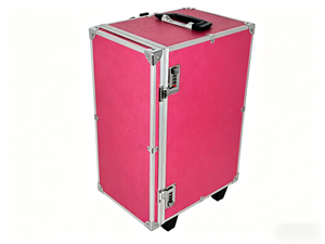 Organizador de Cosméticos Rodante Rosa de Aluminio, Caja de Maquillaje OEM <span class=keywords><strong>con</strong></span> 4 Cajones, Forro de EVA Resistente al Polvo, para Uso en Exteriores - Product Image 1