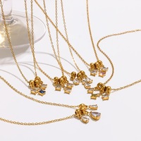 Collier minimaliste polyvalent acier inoxydable zircon coloré, collier chaîne réglable étanche pour rendez-vous