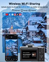 Appareil photo sans miroir 4K 3 pouces avec écran rotatif à 180°, capteur CMOS 64MP autofocus avec flash anti-vibration, batterie rechargeable, appareil photo compact