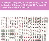 166 pièces de Mahjong américain à dos à carreaux, de qualité supérieure, sculptées Dragon, 1,2 pouce, lisses, résistantes à l'usure, ensemble de tuiles pures pour jeu de table familial
