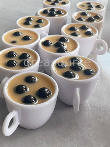 Accessoires miniatures pour maison de poupée, modèles d'aliments réalistes, mini-tasses à café, décoration, artisanat DIY, présentoir de thé aux perles, joie - Product Image 2