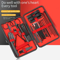 Kit de Manucure et Pédicure de Luxe 24 Pièces, Outils d'Art Ongulaire avec Coupe-Ongles/Épilateur et Cure-Oreilles, Boîte Portable pour Hommes et Bébés