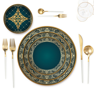 Assiette en céramique personnalisée, élégante et luxueuse, peinte à la main, joyeux anniversaire, pour restaurant, hôtel, fête, usage domestique - Product Image 1
