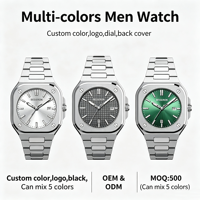 Montre-bracelet à quartz pour homme de luxe de haute qualité, étanche 5 ATM, bracelet en acier inoxydable, logo personnalisé, cadran analogique 42 mm, verre Hardlex