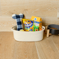 Panier de rangement en corde de coton naturel tissé petit panier d'organisation bébé pépinière chien jouets paniers