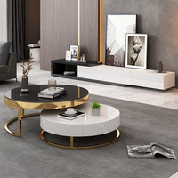 Design nordique moderne avec tiroir de rangement, accents noir, blanc et or pour meubles de salon