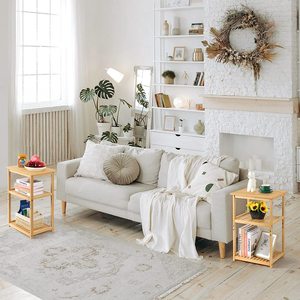 อเนกประสงค์โต๊ะปลายไม้ไผ่ขาตั้งโต๊ะข้างเตียง Nightstand สําหรับห้องนอนสํานักงานชุด 2 ชิ้น - Product Image 5