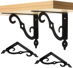 Support triangulaire en métal robuste, <span class=keywords><strong>2</strong></span> pièces, support d'étagère flottante décoratif à angle droit, monté sur le mur, 7.4 pouces, noir/blanc - Product Image 5