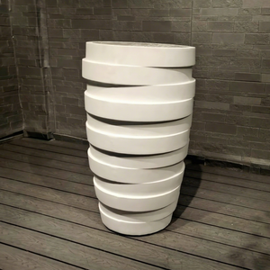 Modern Concrete Flower Pot with Circular Pattern for Garden Planting Durable Minimalist Design Outdoor Use - Product Image 1