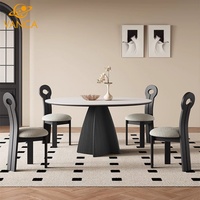 Ensemble de table à manger ronde personnalisable 6 places avec plateau tournant pour la maison, l'hôtel, meubles élégants pour salle à manger, y compris les chaises