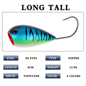 AliExpress Floating <b>Lure</b> 80mm 12.9g Single Hook Hard Bait For Bass <b>Fishing</b> Tackle - Product Image 2