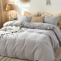 Ensemble de housse de couette en coton lavé 100% style moderne personnalisé uni teint en filature respirant durable doux confortable