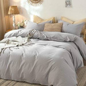 Tùy Chỉnh Phong Cách Hiện Đại Đồng Bằng Nhuộm Bộ Đồ Giường Duvet Cover <span class=keywords><strong>Set</strong></span> 100% <span class=keywords><strong>Cotton</strong></span> Linen Breathable Durable Mềm Comfy Quilt Cover - Product Image 5